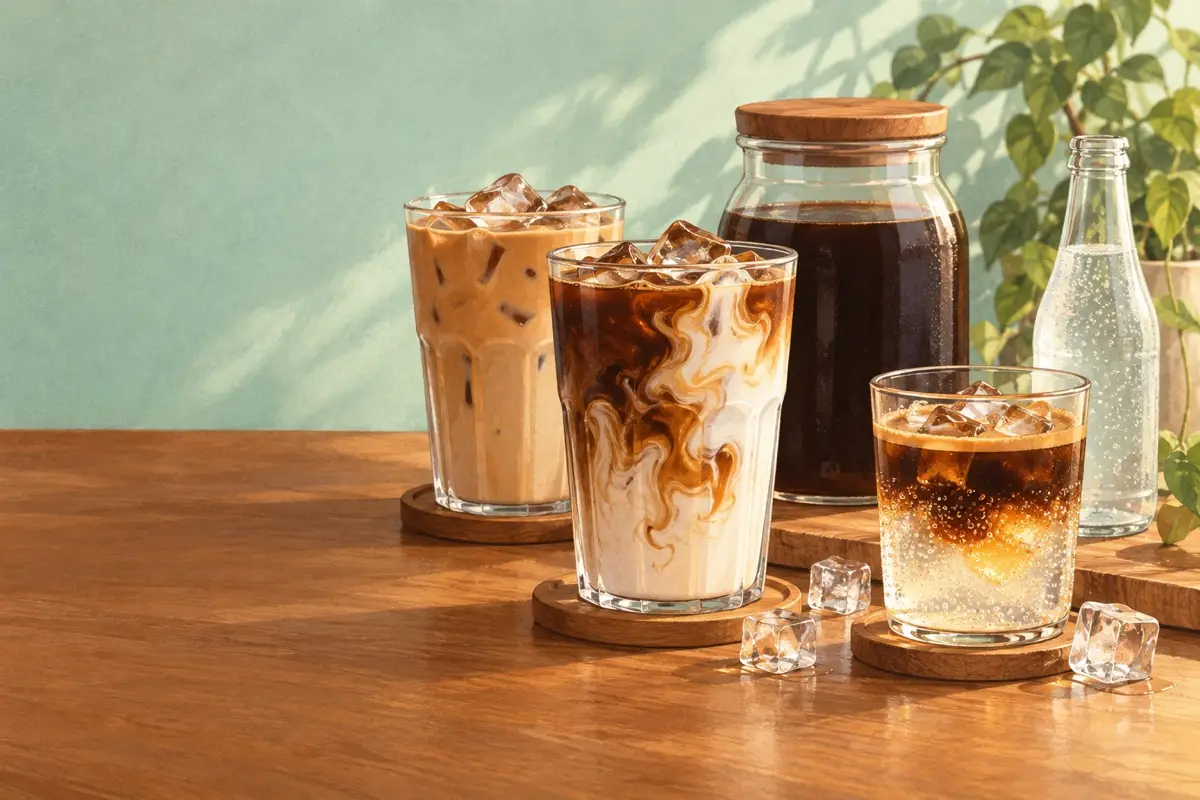 Ice, cold brew and tonic. Shaken, poured and layered for hot afternoons.