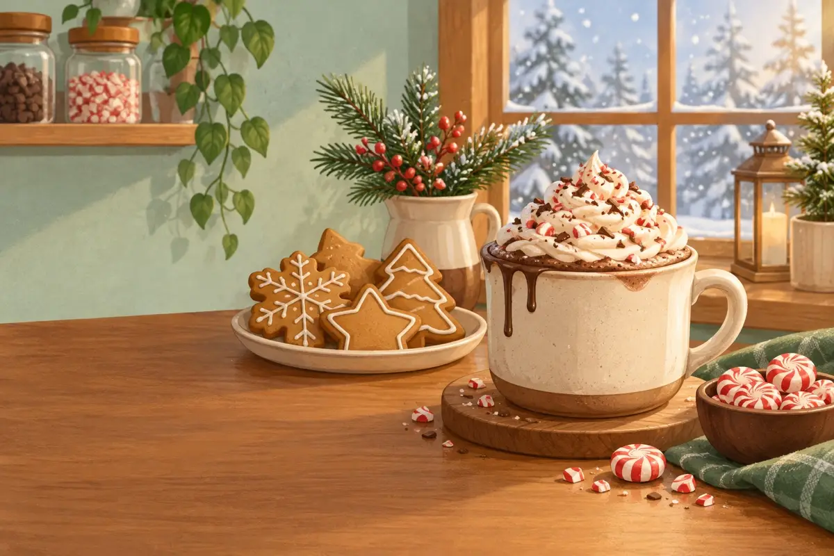 Peppermint mochas and gingerbread lattes by the window.